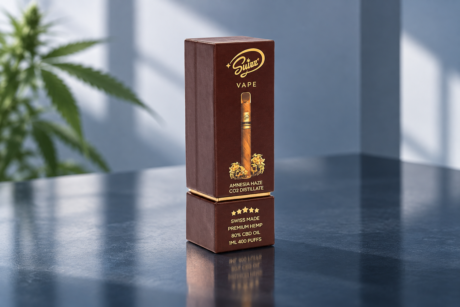 Suizz vapes collection: complete product packaging in an editorial studio composition