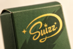 Suizz pet3 packaging branding detail, styled photograph