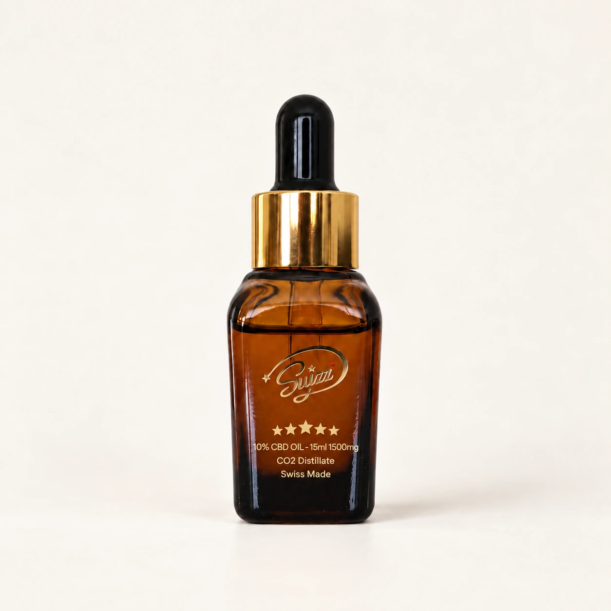 Suizz CBD Oil 10%, 15 ml, ivory studio product photograph
